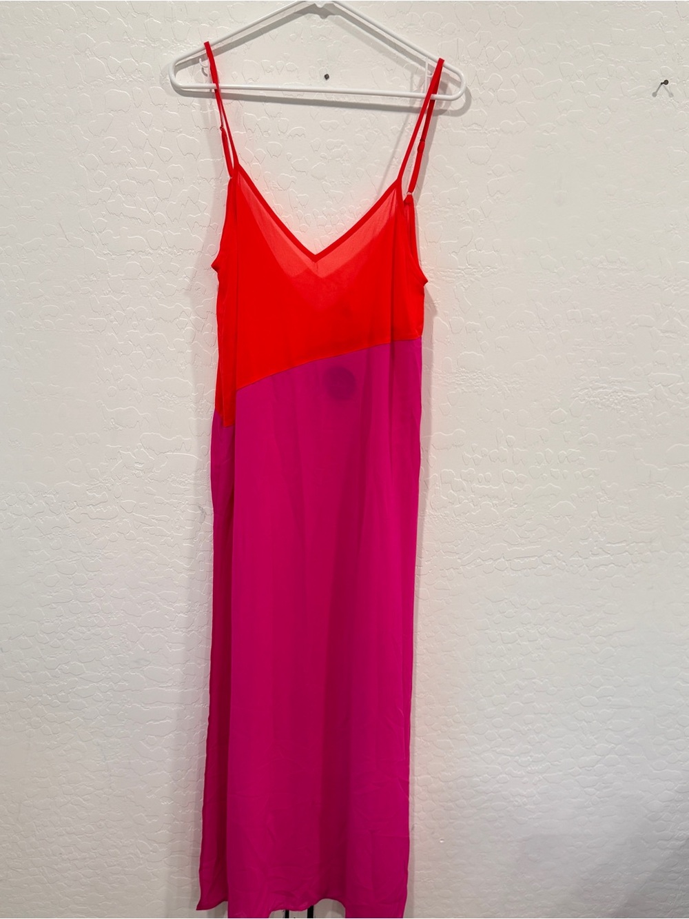 NWT Lulu's Two-Tone Red & Fuchsia Slip Coverup Womens XS Resortwear Beach